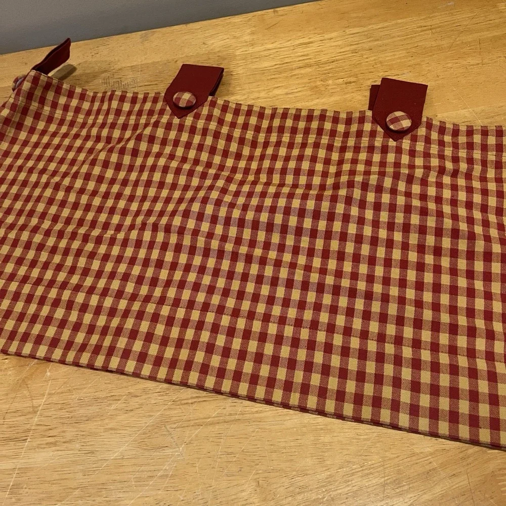 JCPenney Home Country‎ Red Yellow Gingham Valance Tab Button 60x36